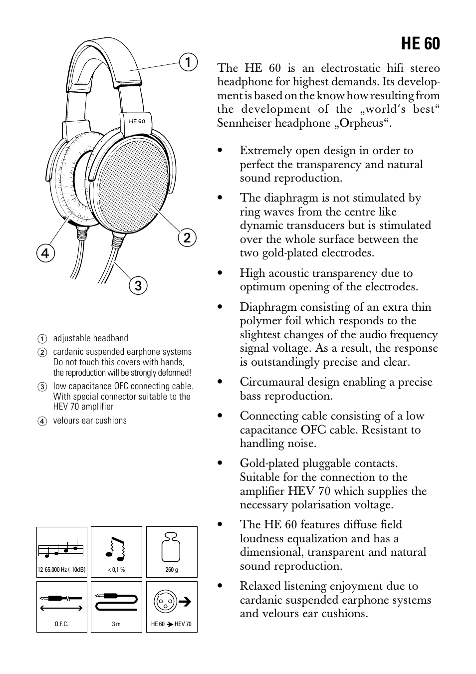 Instructions for use, ᕃᕄ ᕅ ᕆ, He 60 | Sennheiser GEBRAUCHSANLEITUNG HE 60 User Manual | Page 4 / 14