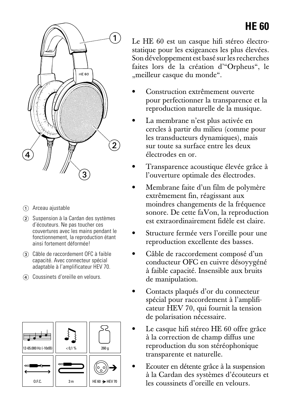 Instructions pour l'usage, ᕃᕄ ᕅ ᕆ, He 60 | Sennheiser GEBRAUCHSANLEITUNG HE 60 User Manual | Page 6 / 14