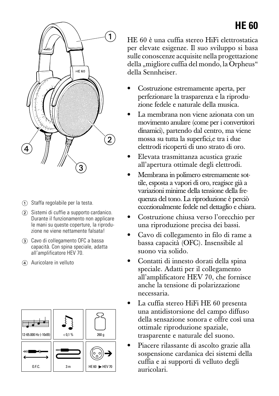 Istruzioni per l'uso, ᕃᕄ ᕅ ᕆ, He 60 | Sennheiser GEBRAUCHSANLEITUNG HE 60 User Manual | Page 8 / 14