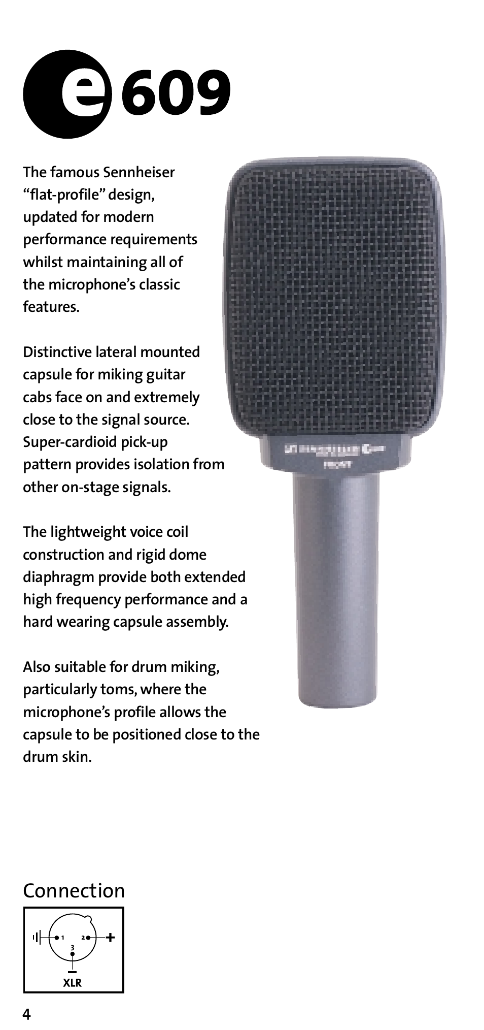 Connection | Sennheiser EVOLUTION E609 User Manual | Page 4 / 8