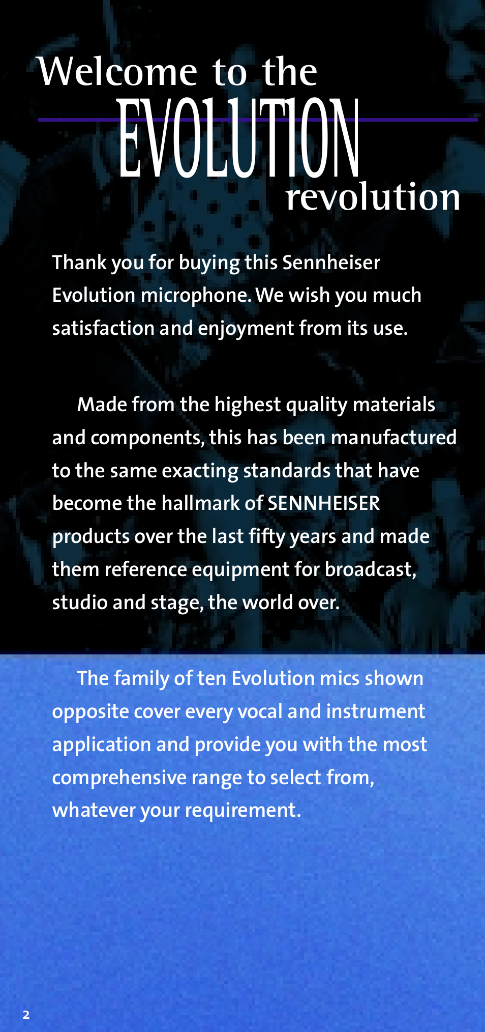 Evolution, Welcome to the, Revolution | Sennheiser e 855 User Manual | Page 2 / 8