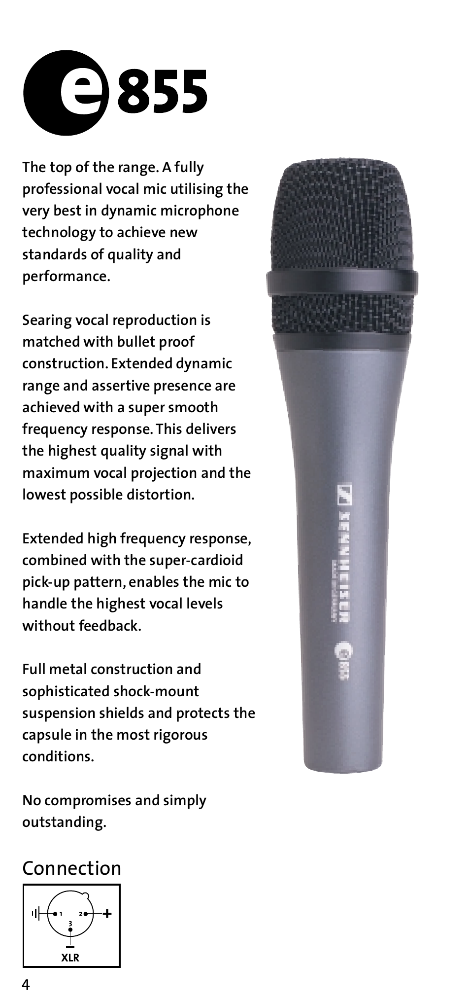 Connection | Sennheiser e 855 User Manual | Page 4 / 8