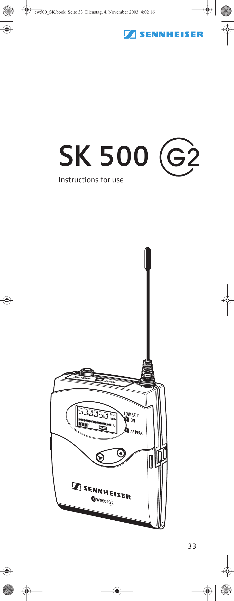 Sennheiser SK 500 G2 User Manual | 29 pages