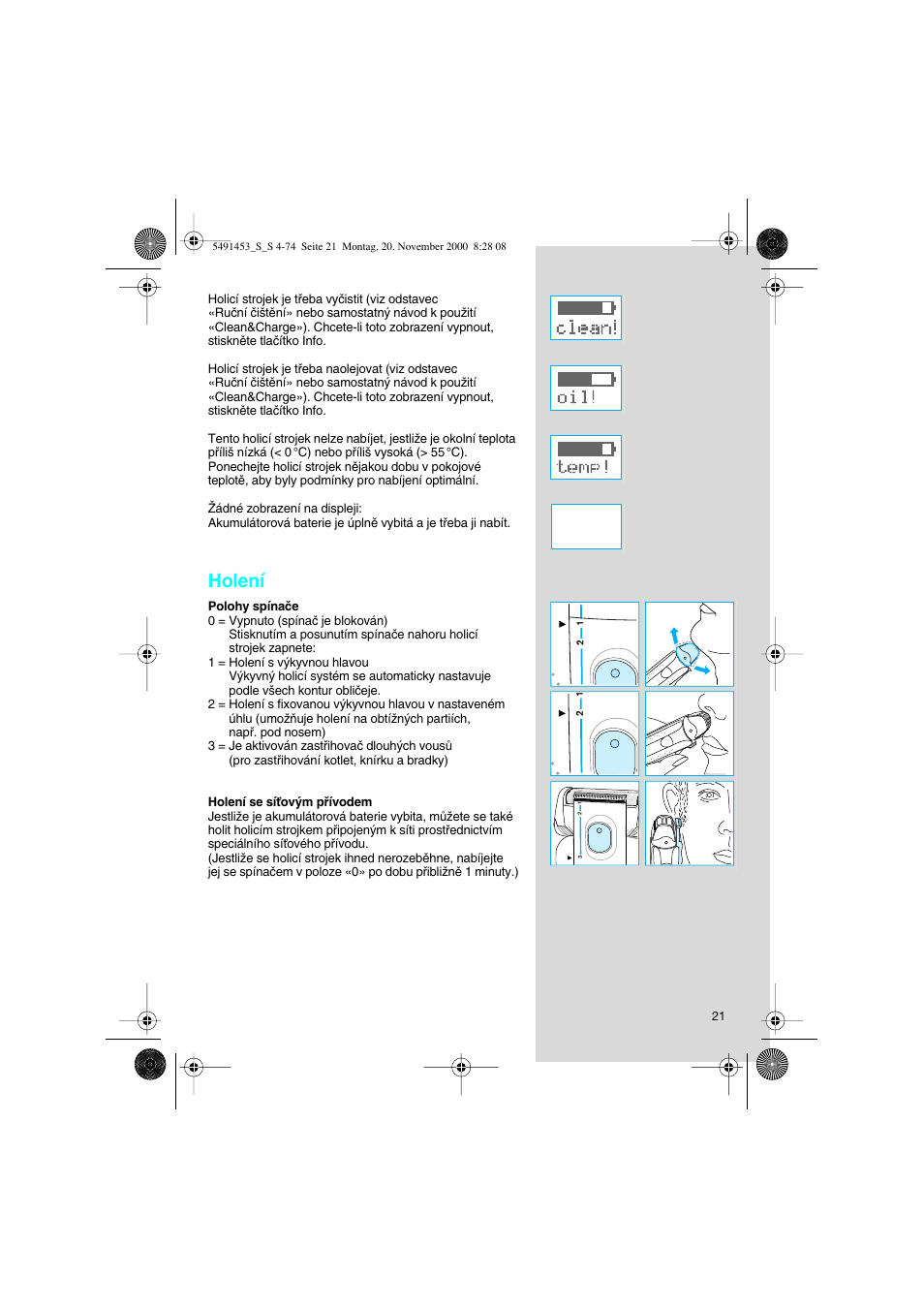 Holení | Braun 7570 User Manual | Page 21 / 71