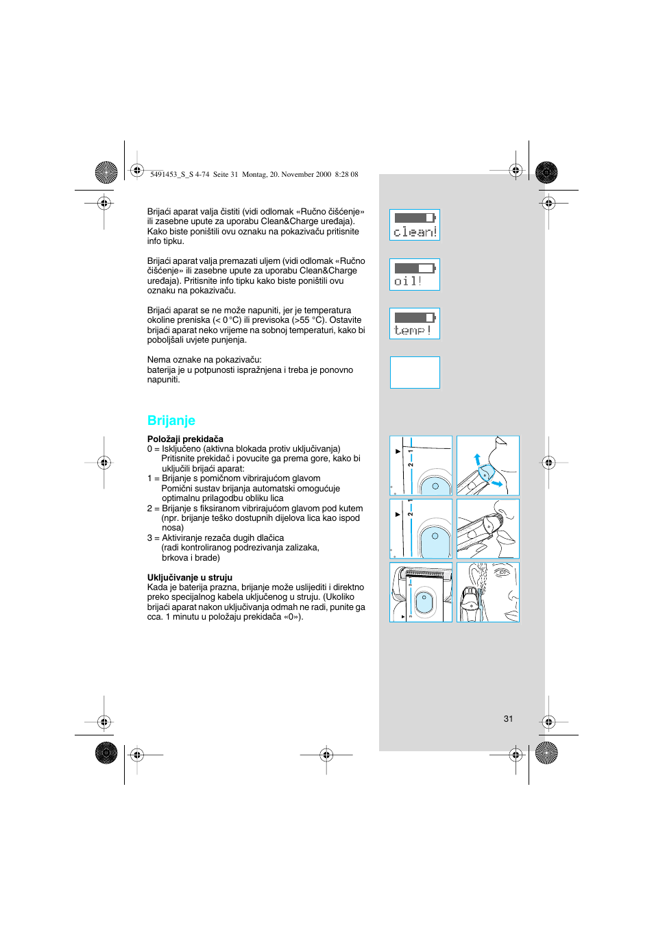 Brijanje | Braun 7570 User Manual | Page 31 / 71
