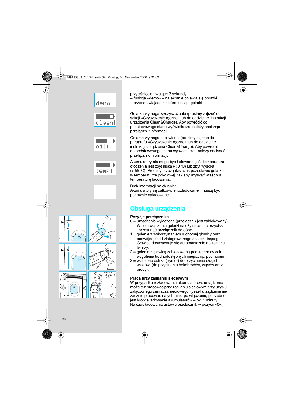Obs∏uga urzàdzenia | Braun 7570 User Manual | Page 36 / 71
