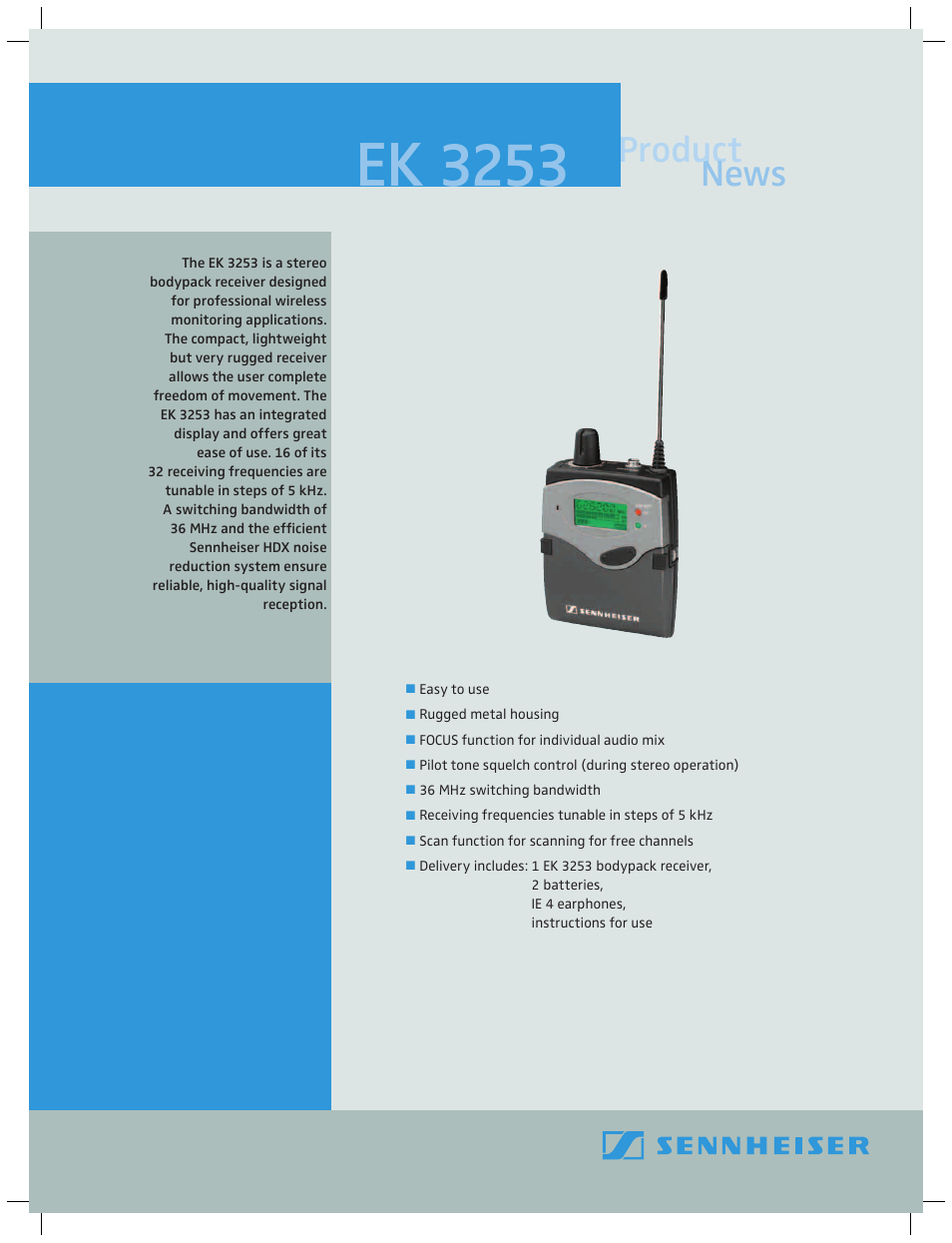 Sennheiser EK 3253 User Manual | 2 pages