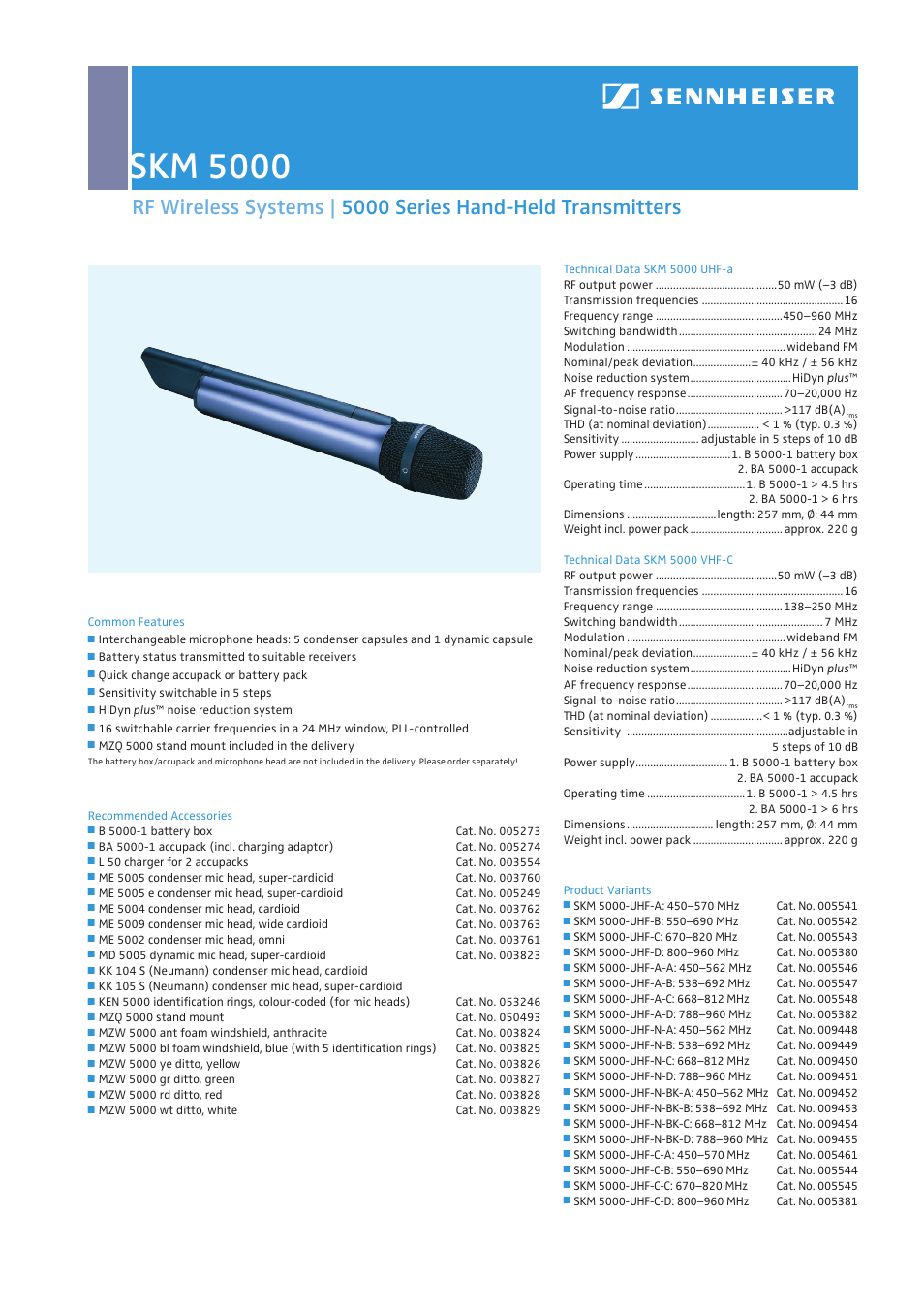 Sennheiser SKM 5000 User Manual | 4 pages