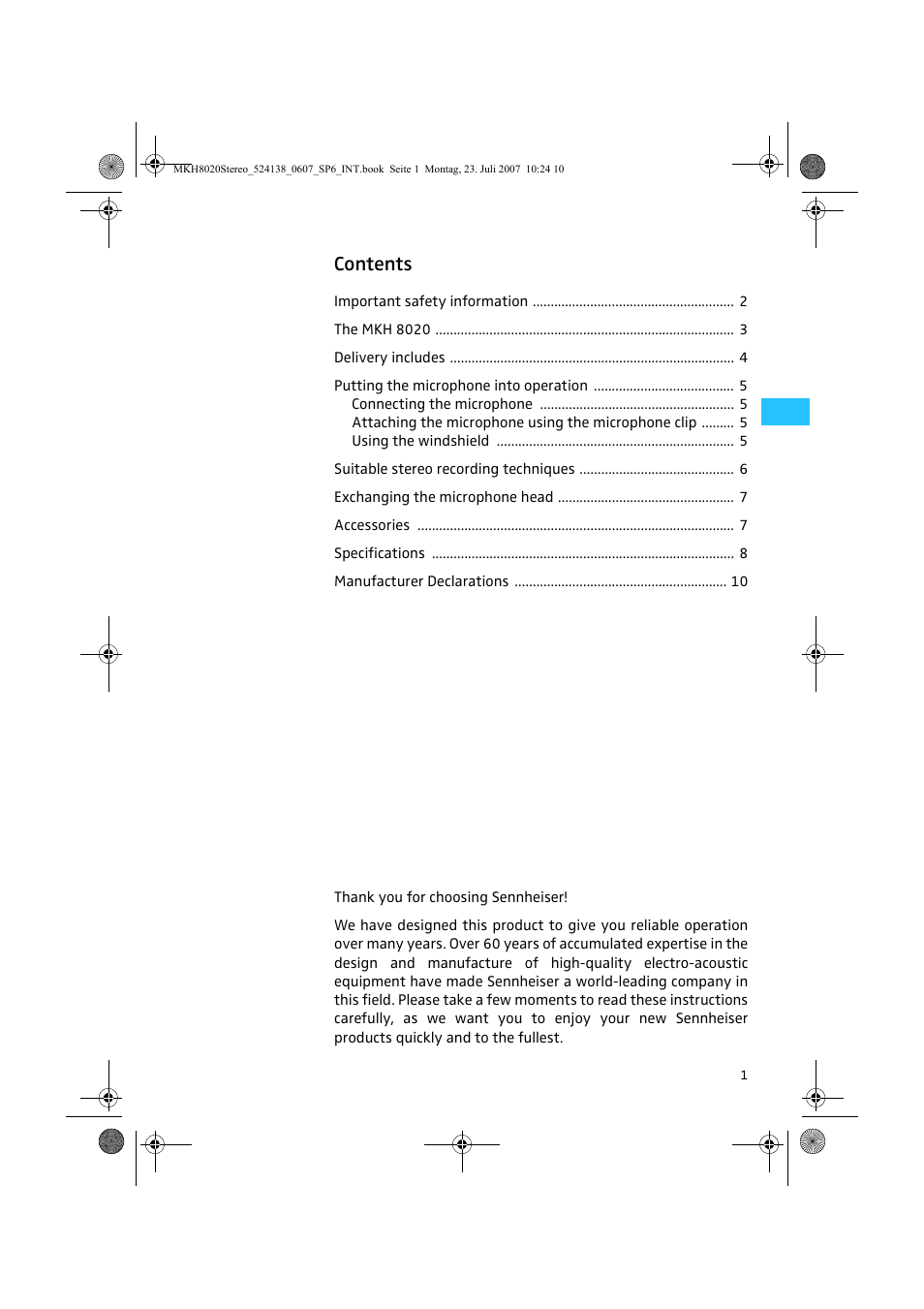 Sennheiser MKH 8020 User Manual | Page 3 / 13