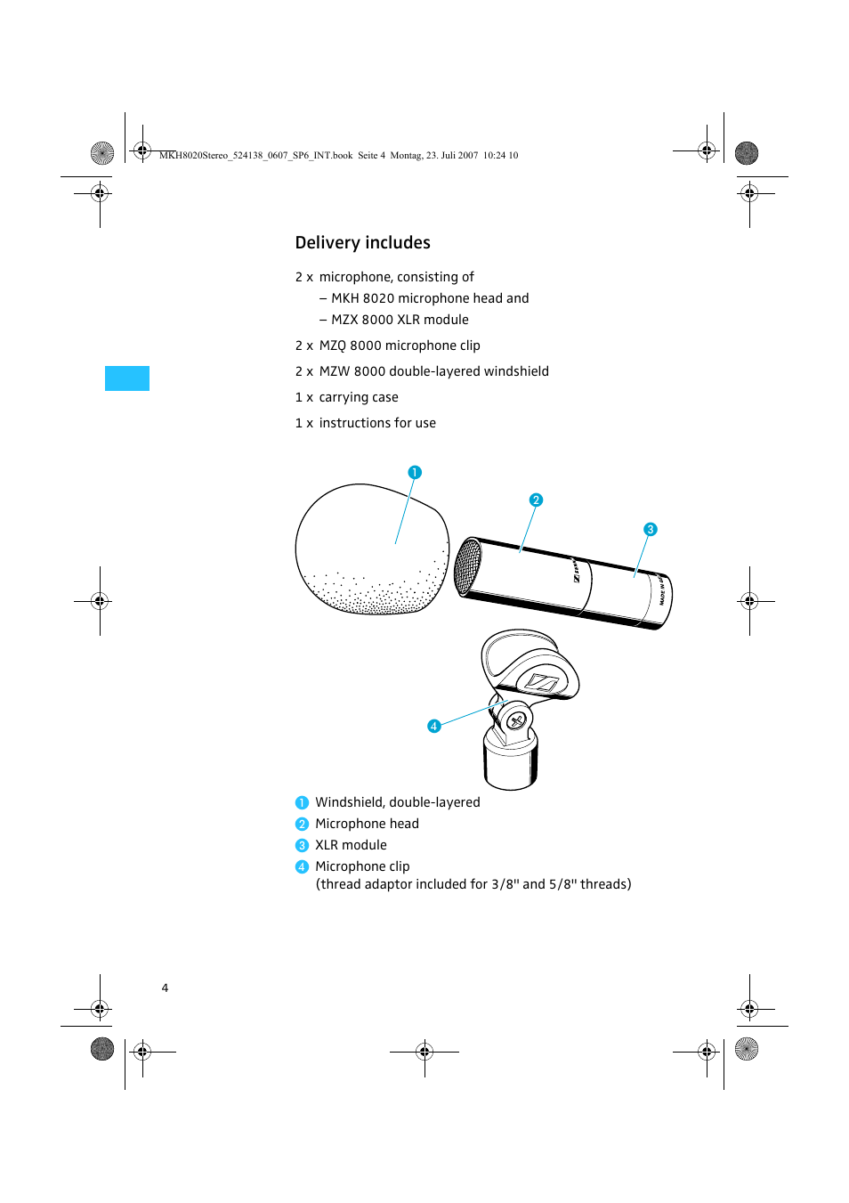 Delivery includes | Sennheiser MKH 8020 User Manual | Page 6 / 13