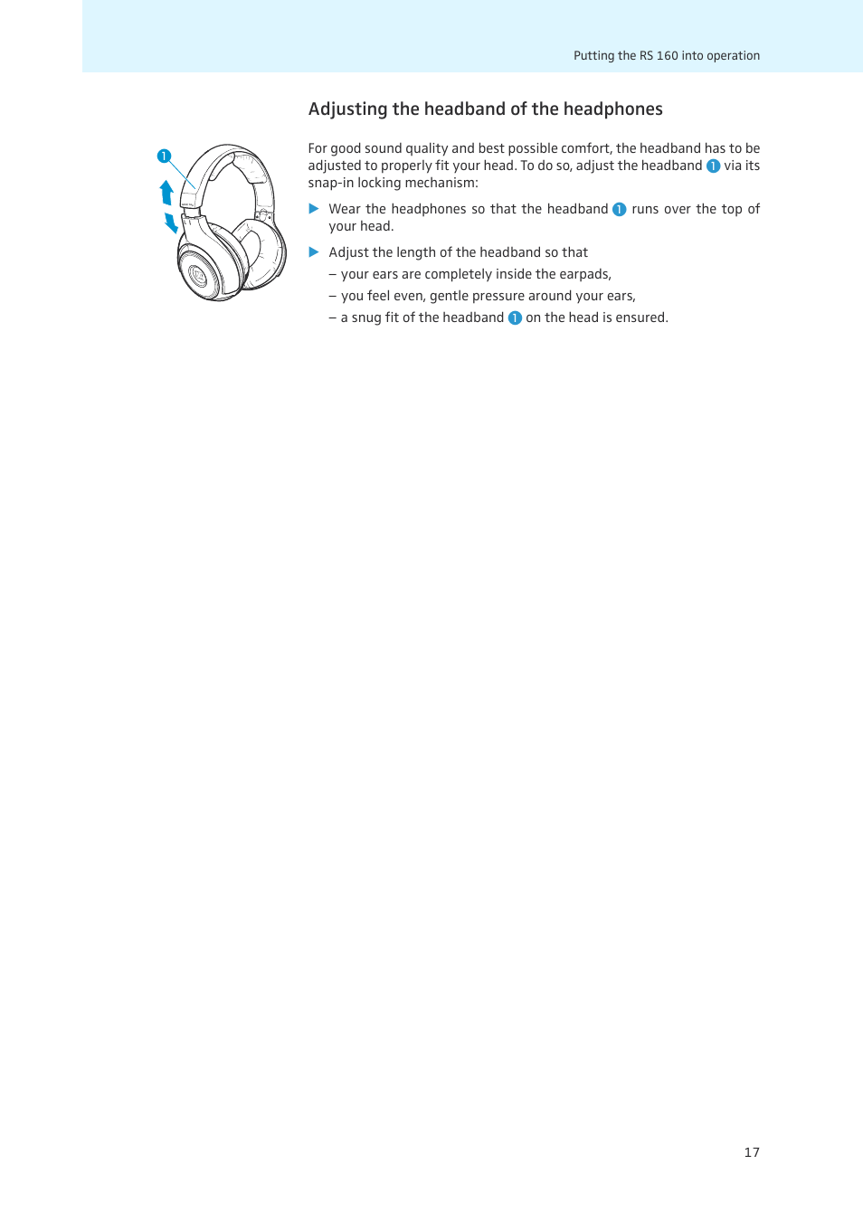 Adjusting the headband of the headphones | Sennheiser 502873 User Manual | Page 18 / 36