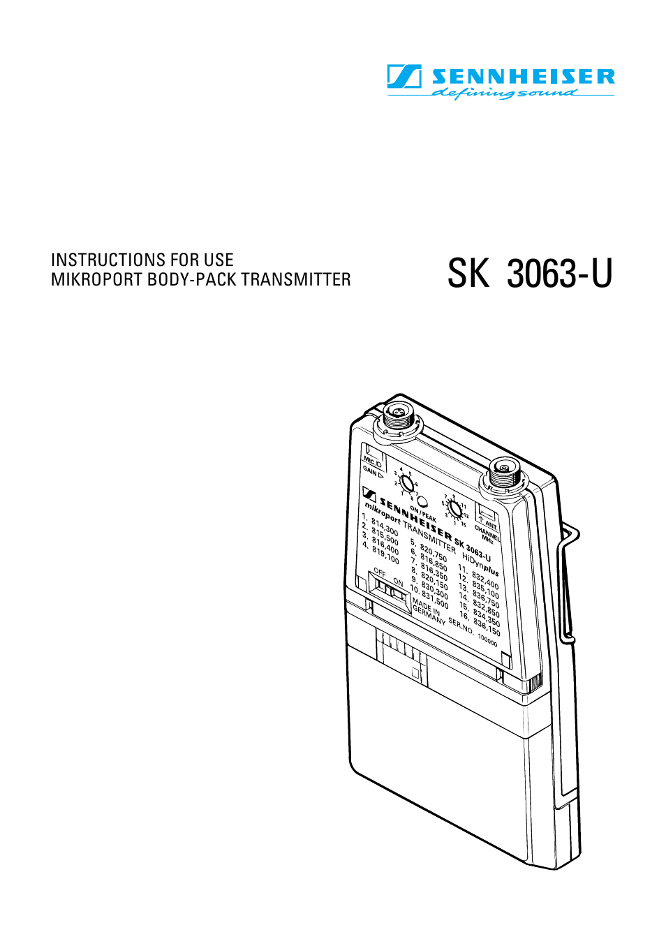 Sennheiser SK 3063-U User Manual | 10 pages