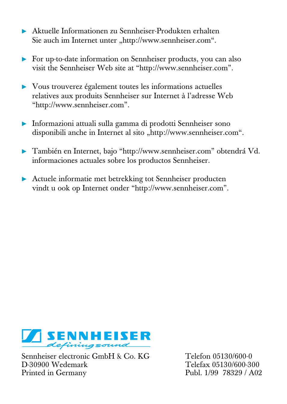 Sennheiser SK 3063-U User Manual | Page 10 / 10