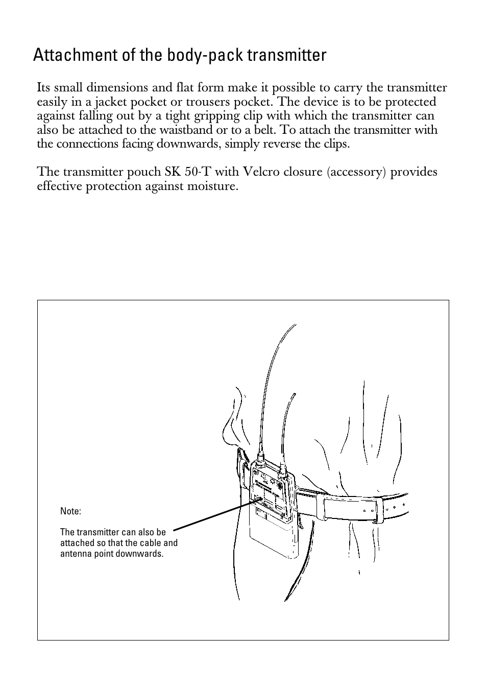 Attachment of the body-pack transmitter | Sennheiser SK 3063-U User Manual | Page 8 / 10