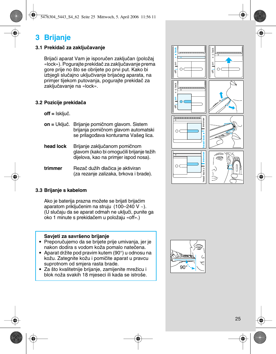 3 brijanje | Braun 5443 User Manual | Page 25 / 59