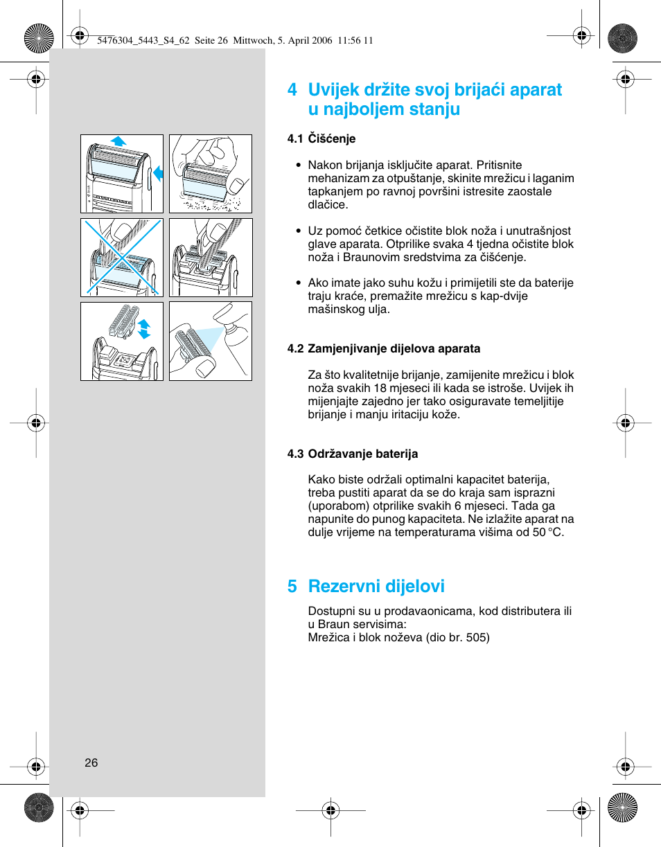 5 rezervni dijelovi | Braun 5443 User Manual | Page 26 / 59