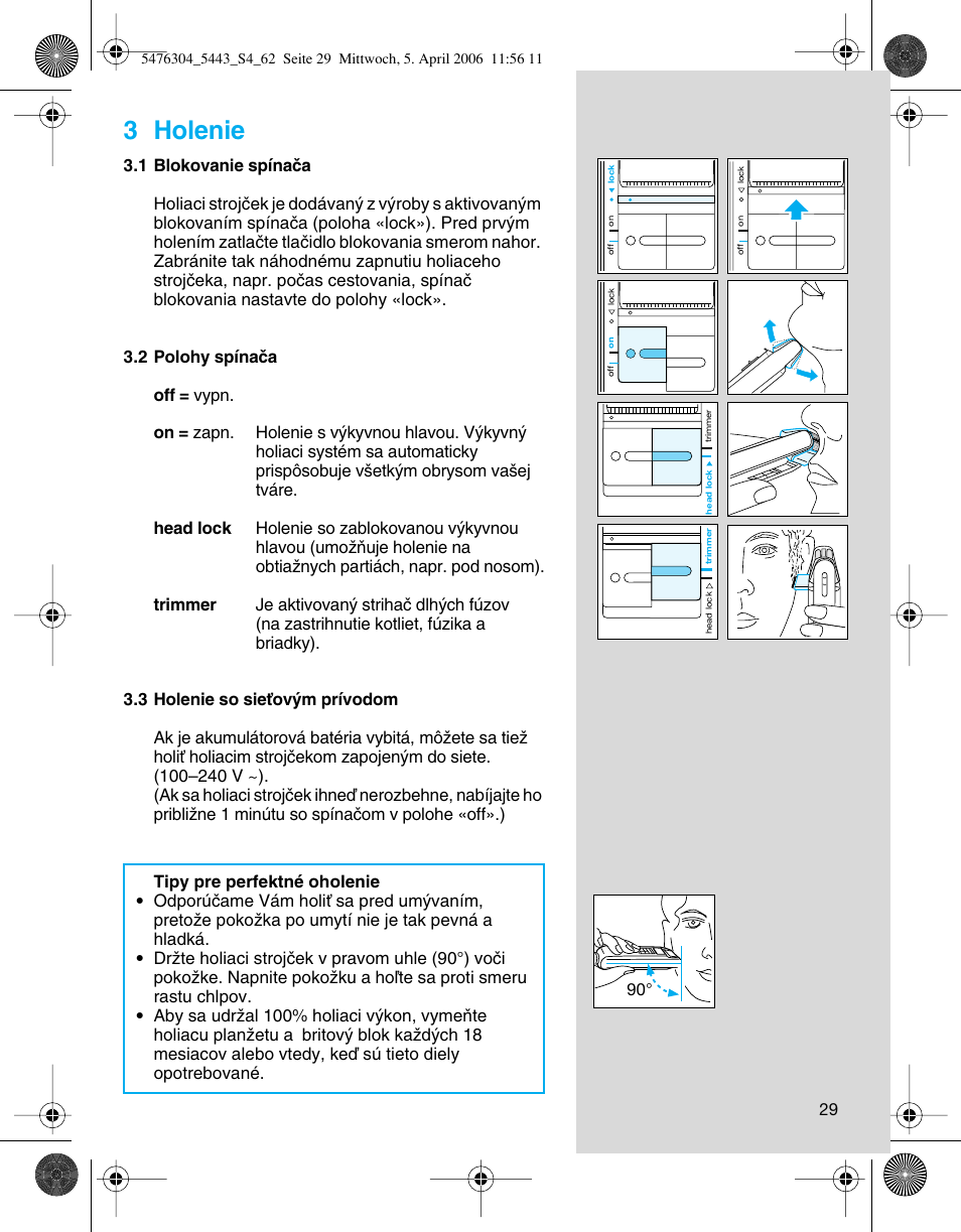 3 holenie | Braun 5443 User Manual | Page 29 / 59