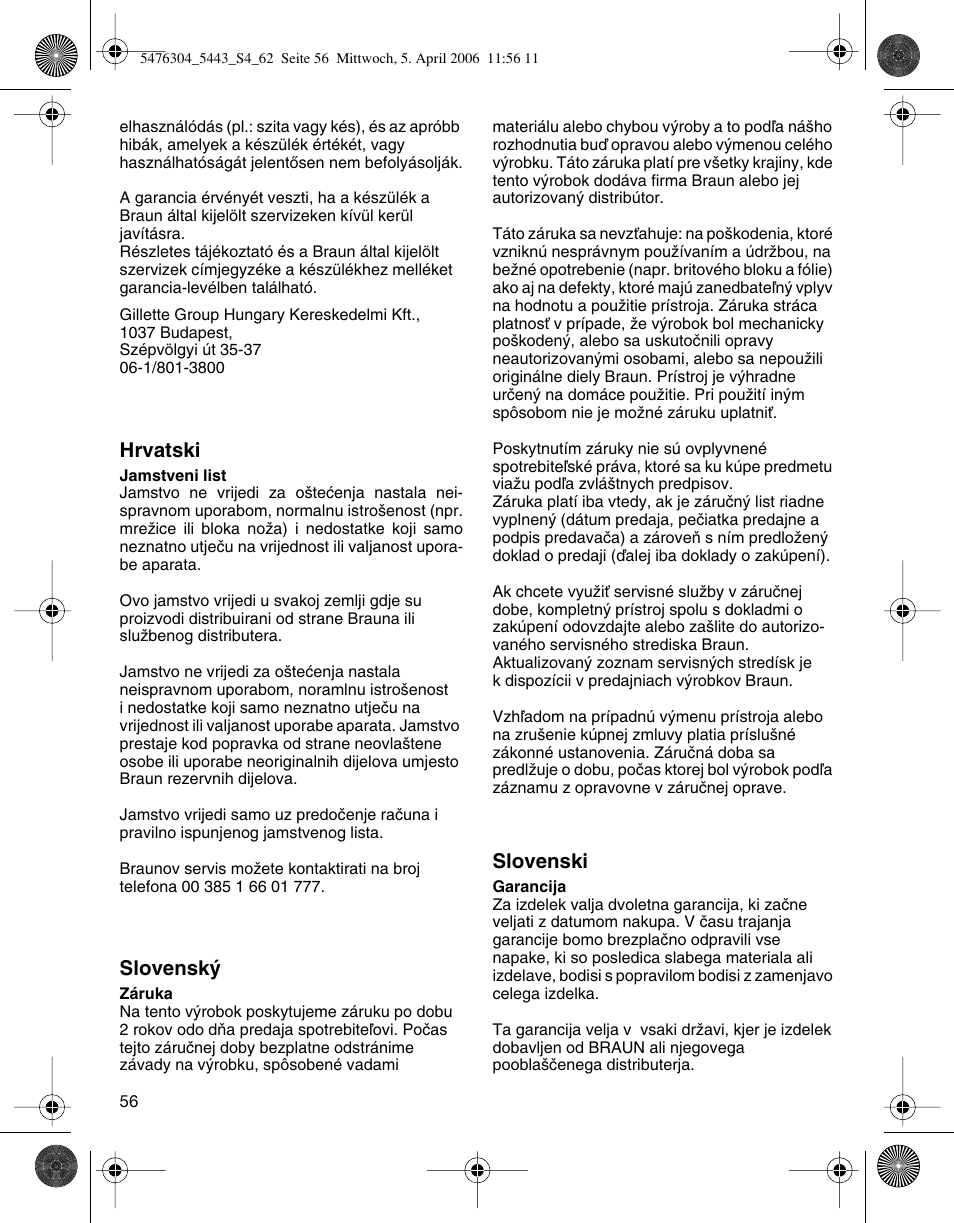 Braun 5443 User Manual | Page 56 / 59