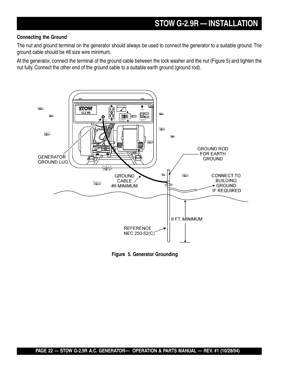 Stow g-2.9r — installation | Multiquip G-2.9R User Manual | Page 22 / 72