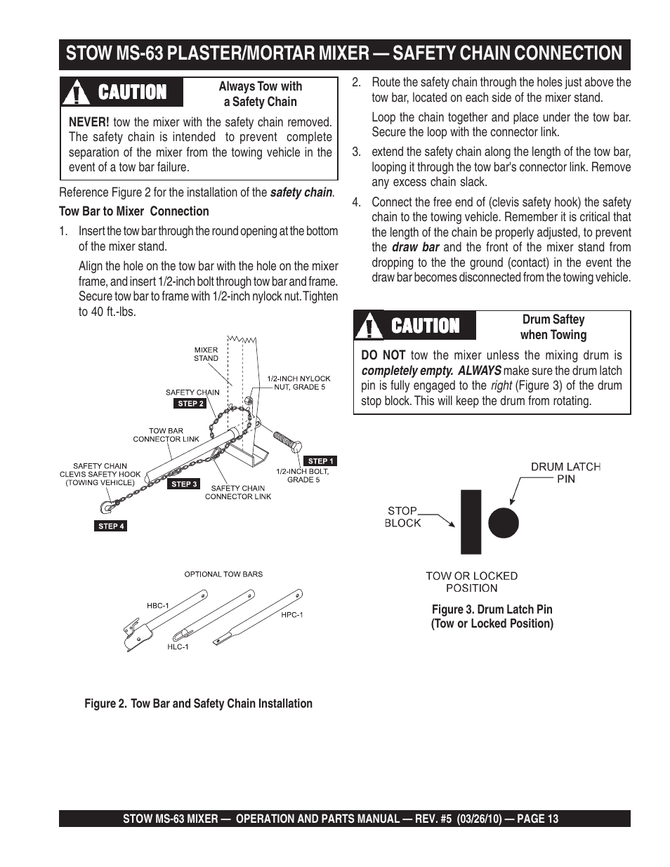Caution | Stow Plaster and Mortar Mixer MS-63 User Manual | Page 13 / 128