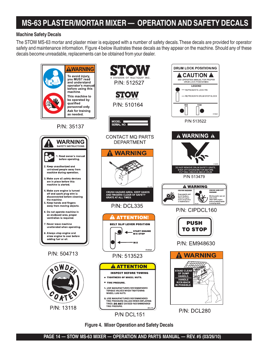 Stow Plaster and Mortar Mixer MS-63 User Manual | Page 14 / 128