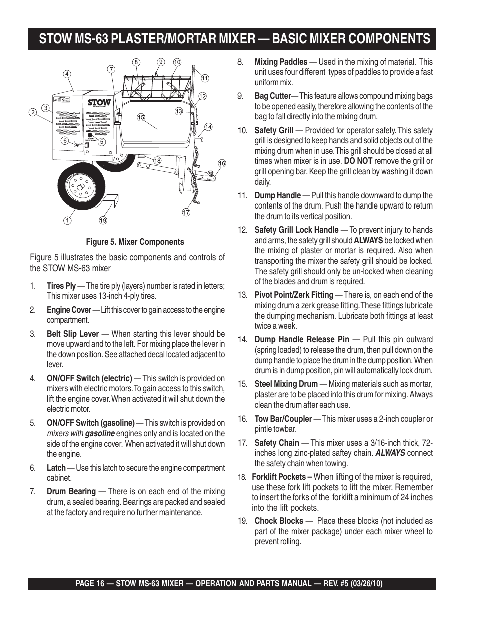 Stow Plaster and Mortar Mixer MS-63 User Manual | Page 16 / 128