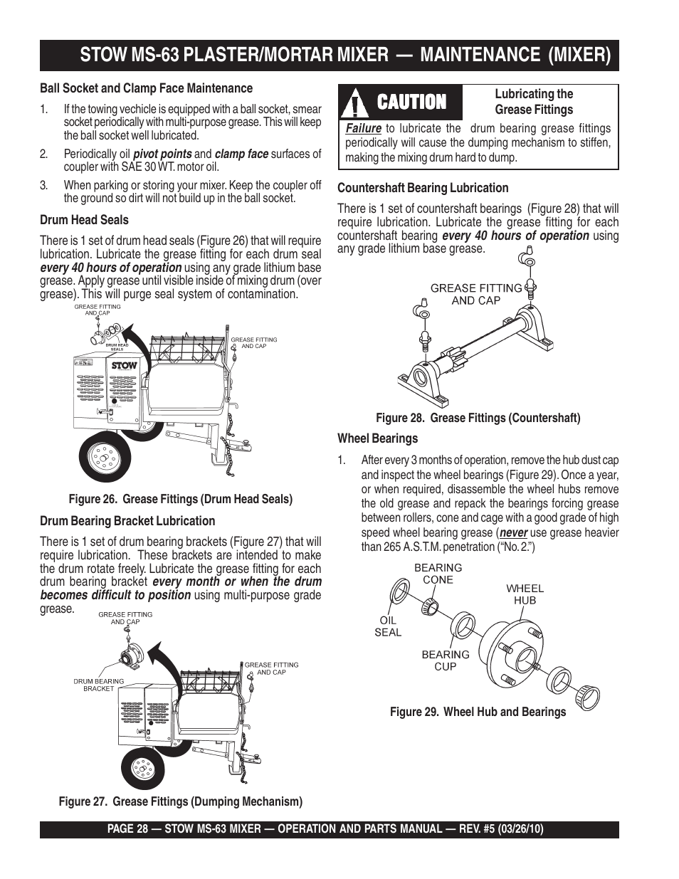Caution | Stow Plaster and Mortar Mixer MS-63 User Manual | Page 28 / 128