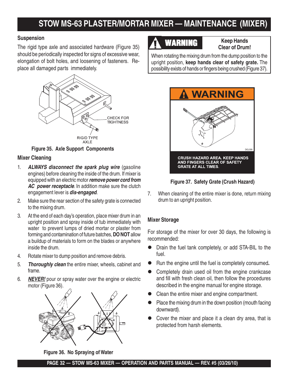 Warning | Stow Plaster and Mortar Mixer MS-63 User Manual | Page 32 / 128