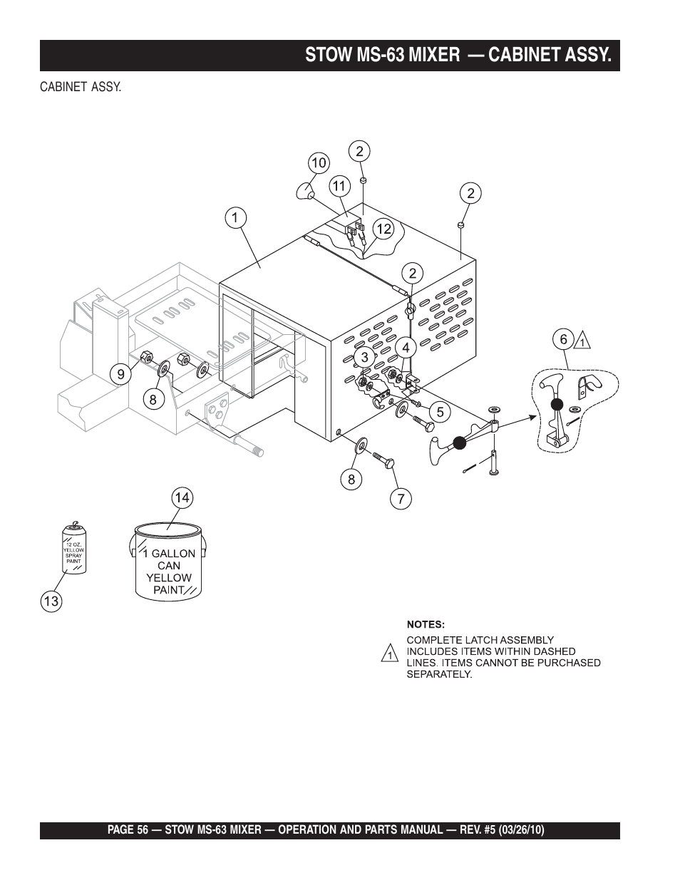 Stow ms-63 mixer — cabinet assy | Stow Plaster and Mortar Mixer MS-63 User Manual | Page 56 / 128