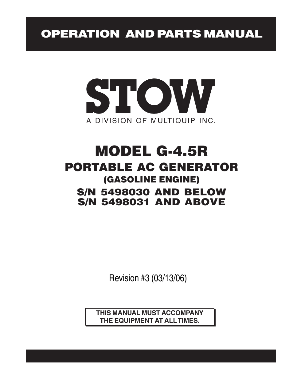 Multiquip G-4.5R User Manual | 76 pages