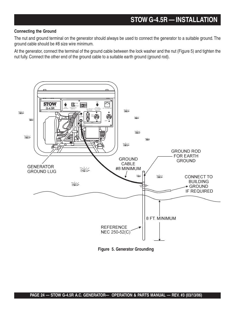 Stow g-4.5r — installation | Multiquip G-4.5R User Manual | Page 24 / 76