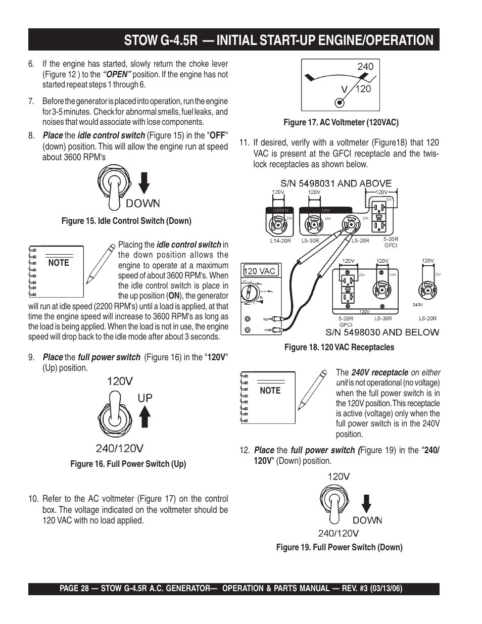 Stow g-4.5r — initial start-up engine/operation | Multiquip G-4.5R User Manual | Page 28 / 76