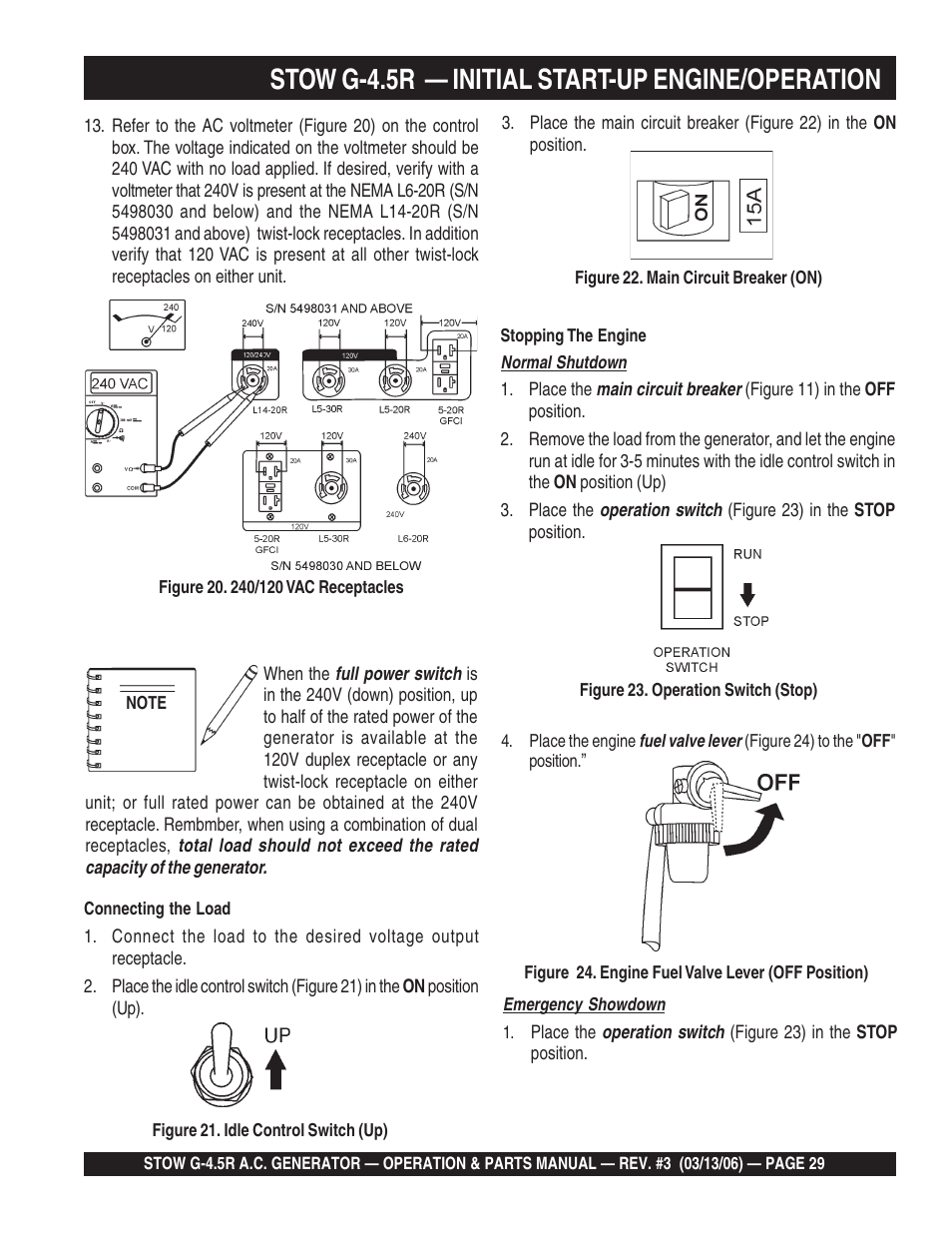 Stow g-4.5r — initial start-up engine/operation | Multiquip G-4.5R User Manual | Page 29 / 76