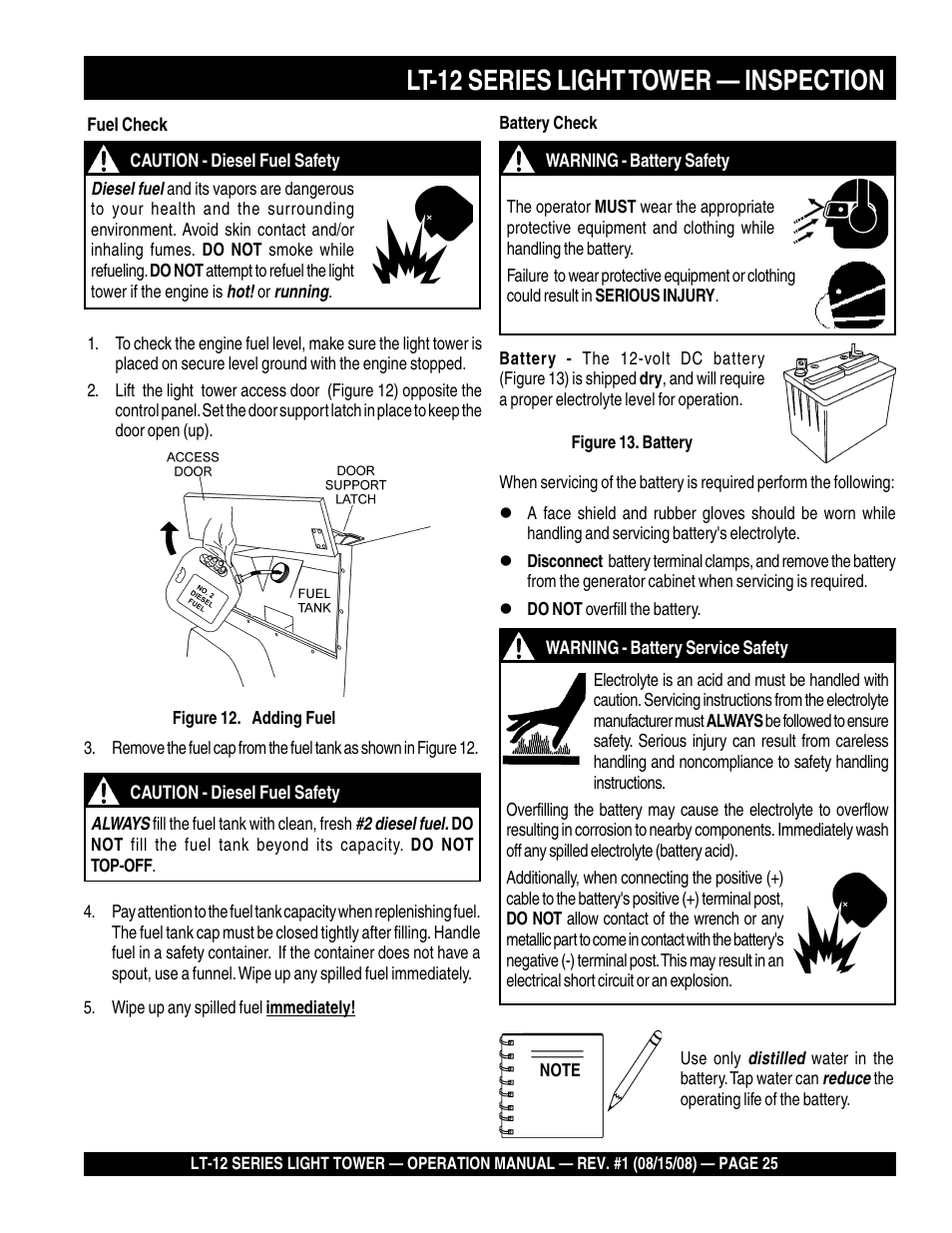 Lt-12 series light tower — inspection | Stow Nighthawk Dedicated Light Tower LT-12D User Manual | Page 25 / 46