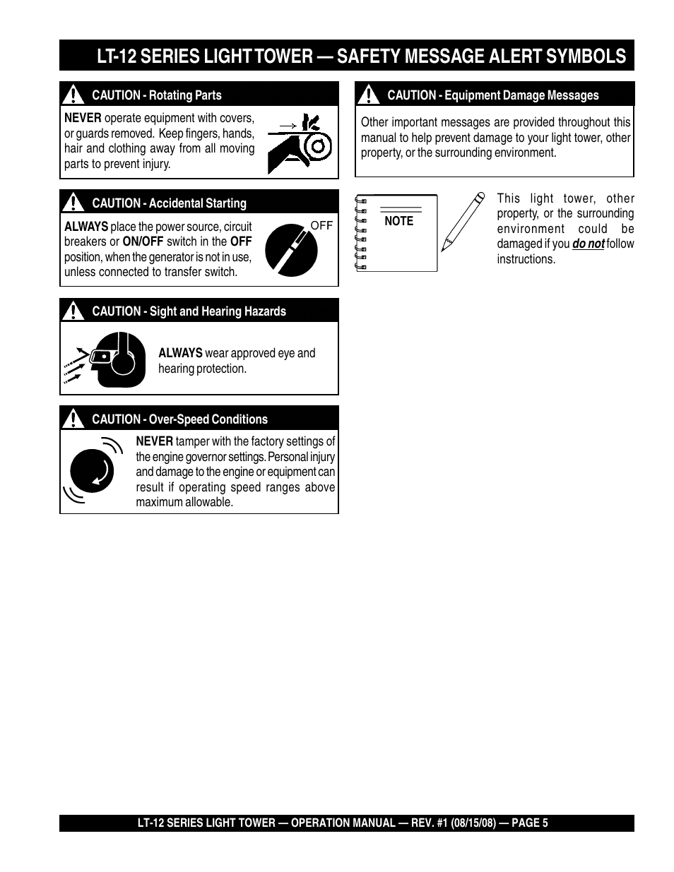 Stow Nighthawk Dedicated Light Tower LT-12D User Manual | Page 5 / 46