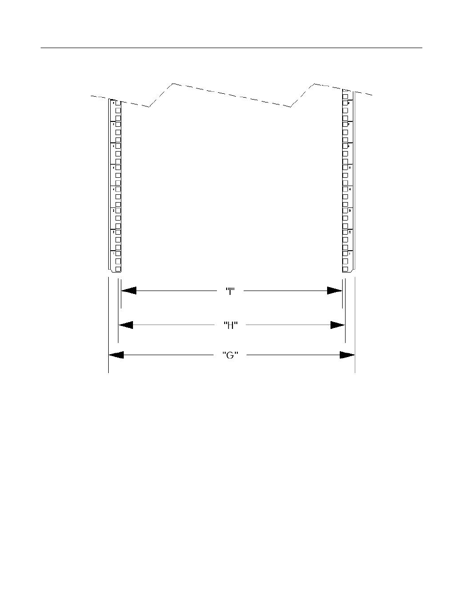 Mounting rail dimensions (front view) | SharkRack 45U User Manual | Page 44 / 46