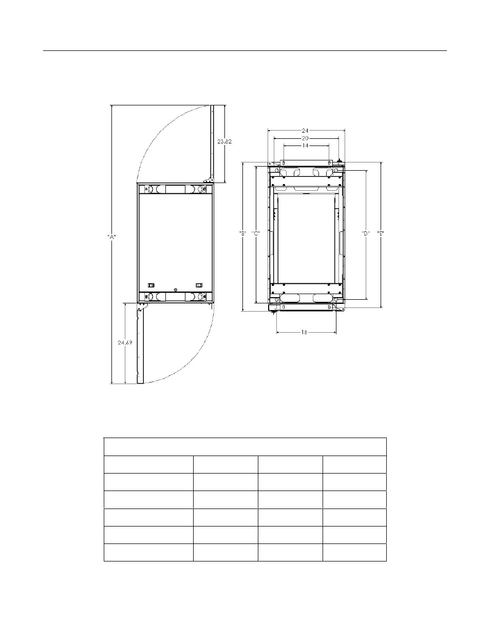 Rack cabinet footprint and mounting locations for | SharkRack 45U User Manual | Page 7 / 46