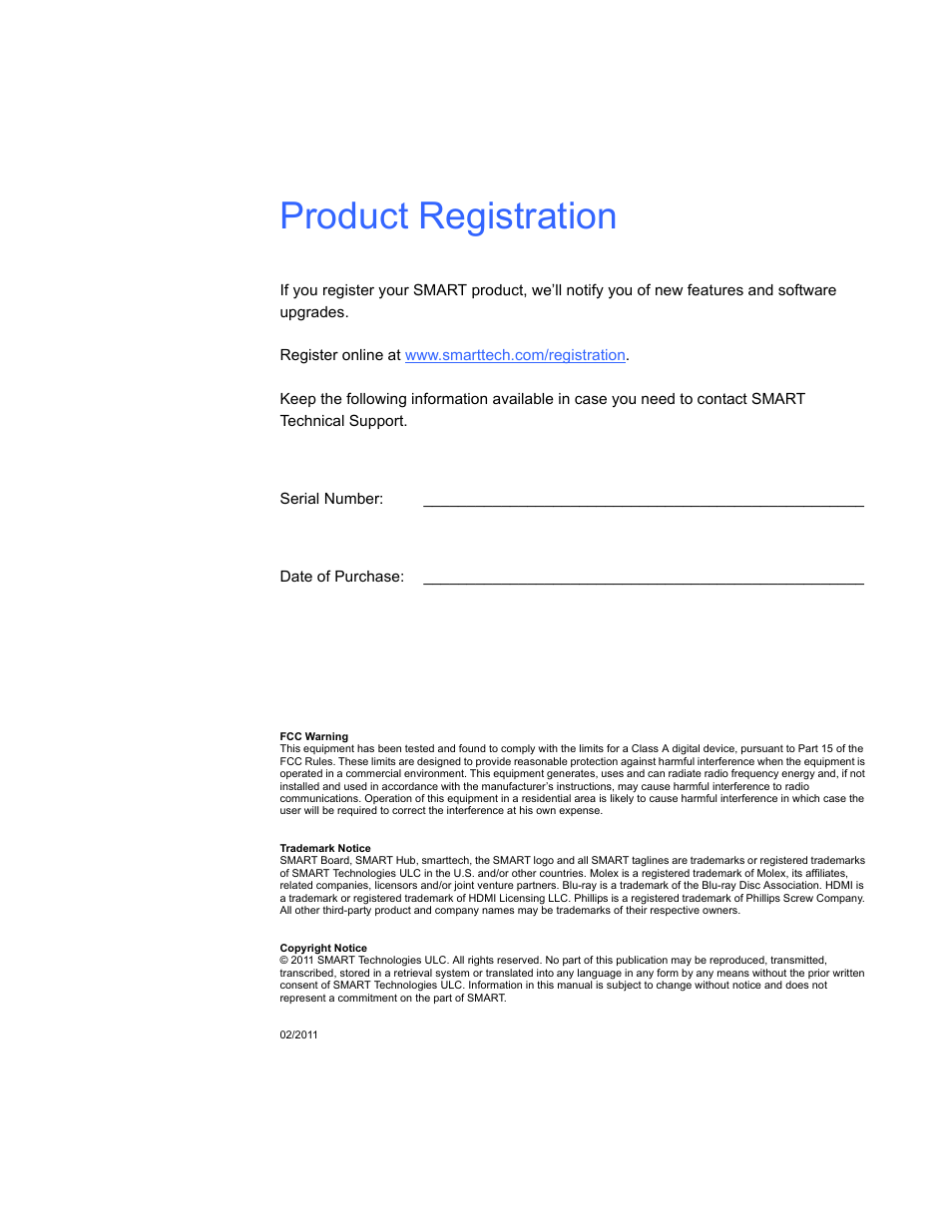 Product registration | Smart Inventions SMART Height-Adjustable Wall mount HAWM-UX/UF User Manual | Page 2 / 94
