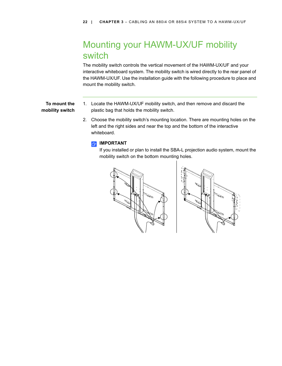 Mounting your hawm-ux/uf mobility switch | Smart Inventions SMART Height-Adjustable Wall mount HAWM-UX/UF User Manual | Page 27 / 94