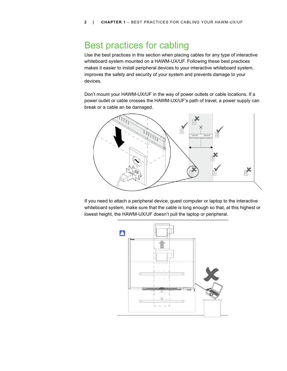 Best practices for cabling | Smart Inventions SMART Height-Adjustable Wall mount HAWM-UX/UF User Manual | Page 6 / 94