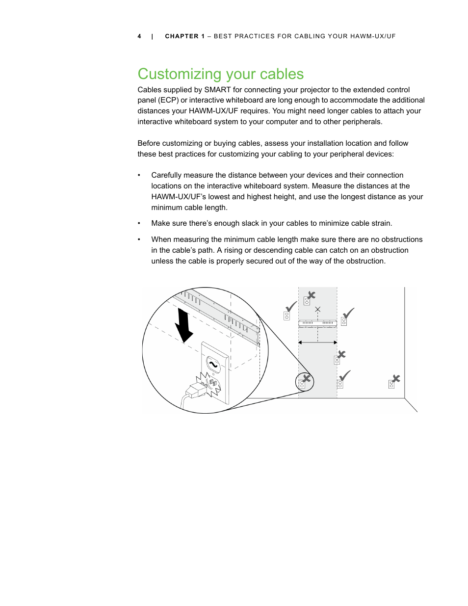 Customizing your cables | Smart Inventions SMART Height-Adjustable Wall mount HAWM-UX/UF User Manual | Page 8 / 94