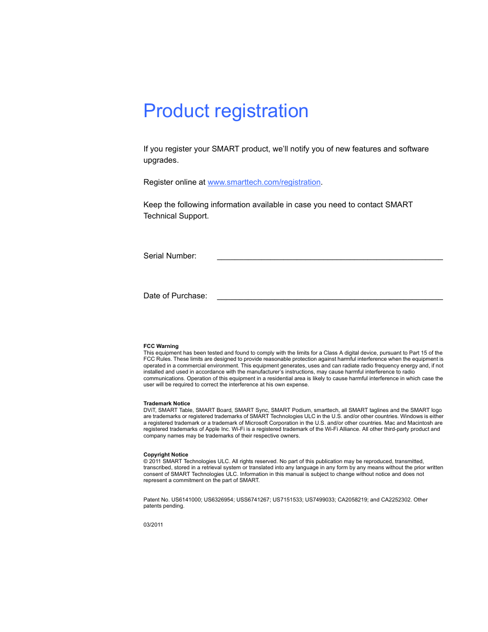 Product registration | Smart Inventions Smart Table tm 230i kb141081 User Manual | Page 2 / 36