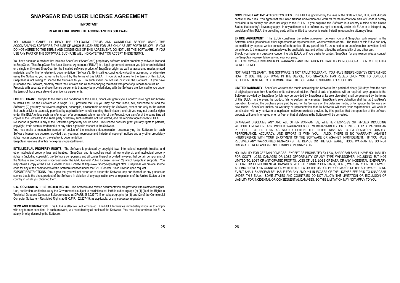Snapgear end user license agreement | SnapGear SnapGear User Manual | Page 13 / 14