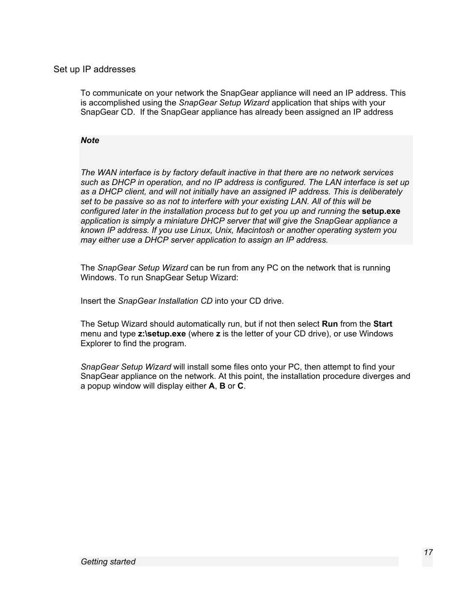 Set up ip addresses | SnapGear 1.7.8 User Manual | Page 20 / 105