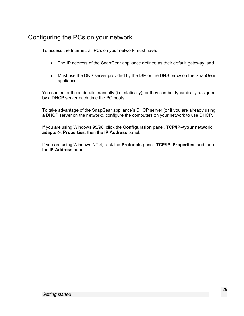 Configuring the pcs on your network | SnapGear 1.7.8 User Manual | Page 31 / 105