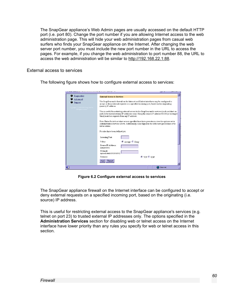 External access to services | SnapGear 1.7.8 User Manual | Page 63 / 105
