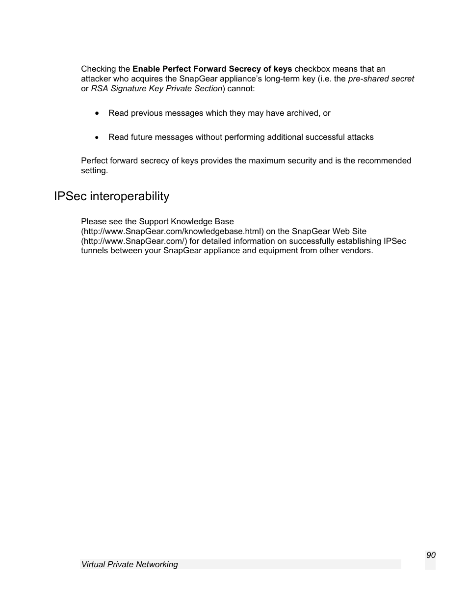 Ipsec interoperability | SnapGear 1.7.8 User Manual | Page 93 / 105