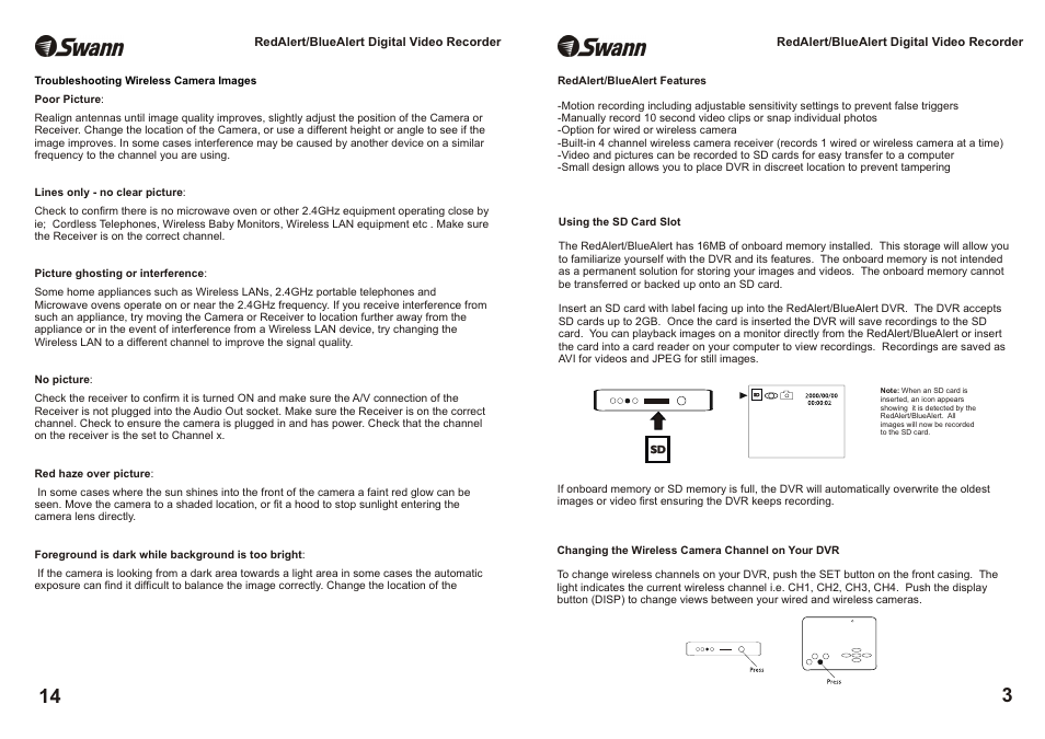 Swann RedAlert/BlueAlert SW242-WDB User Manual | Page 3 / 8