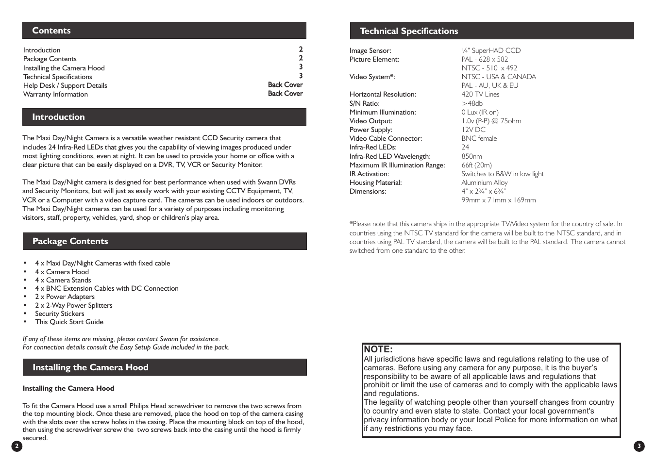 Swann MAXI DAY/NIGHT CAM SR225-4MC-10006 User Manual | Page 2 / 2