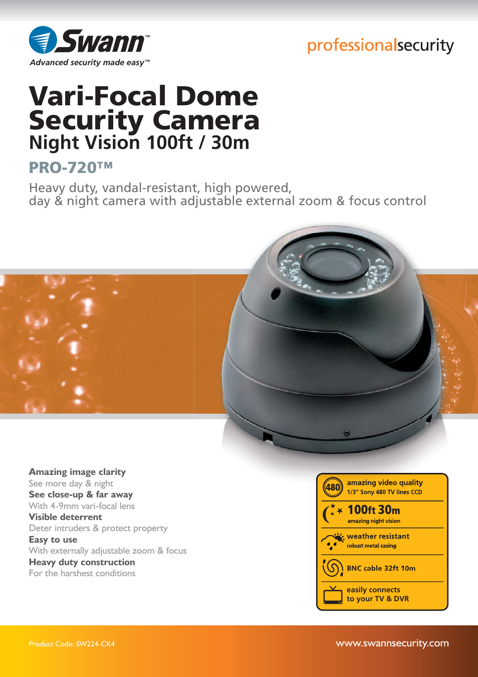 Swann PRO-720 User Manual | 2 pages